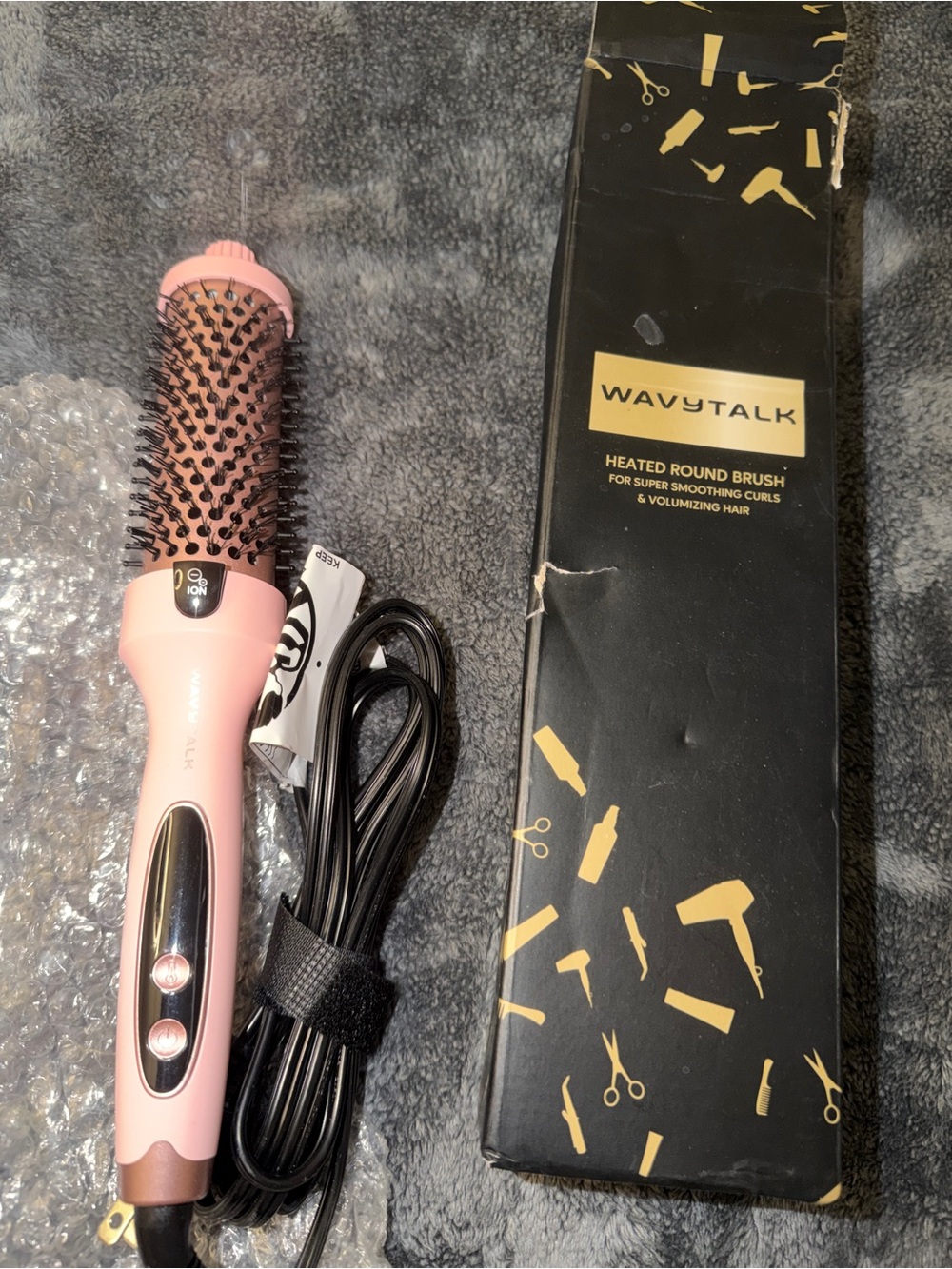 WAVYTALK Pink Heated Round Hair Brush - Volumizing & Smoothing